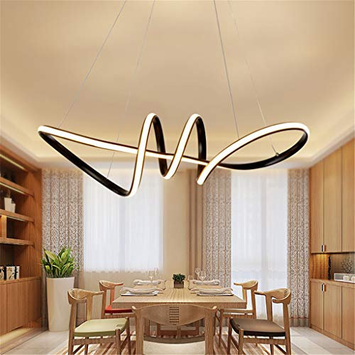 70W LED Pendelleuchte Geschwungene Hängeleuchte Höhenverstellbar Pendellampe Modern Acryl Hängelampe Deckenlampe Leuchte für Büro Esszimmer Wohnzimmer Arbeitszimmer Deko Lampen 72cm,Schwarz,3000K