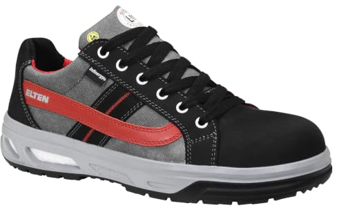 ELTEN Newton XX10 Black Low ESD S2 Chaussures de sécurité pour homme et femme en cuir/textile, embout en acier, légères, sportives, Noir , 45 EU