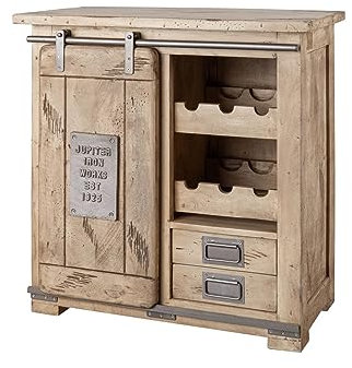 Weinschrank Weinregal Kommode 80cm Flaschenhalter Mango Holz massiv geweißt