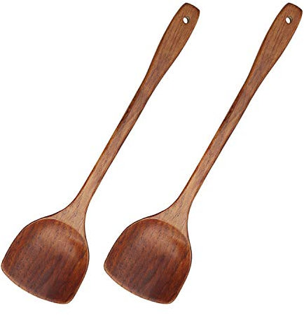 Wooden Wok Spatula, Long Handle 39cm 2Pcs