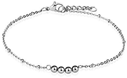 Paula & Fritz® Armband Damen Silber Kugel 316L Chirurgenstahl 235-mm Bettelarmband Arm-kettchen Arm-Schmuck Fußkette Fußkettchen