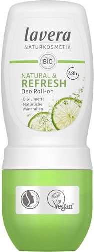 Lavera Deo Roll-on NATURAL & REFRESH 48 h - vegan - Naturkosmetik - Bio-Limette & Natürliche Mineralien - ohne Aluminium - Zuverlässiger Schutz für ein frisches Hautgefühl - 48 Stunden Schutz - 50 ml