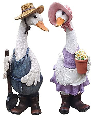 Uziqueif Statua all'aperto di anatra in resina Carina Ornamenti d'anatra di simulazione flessibili per le decorazioni del giardino del prato del cortile all'aperto