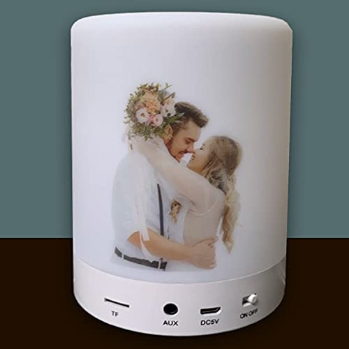 Il Macchia Lampada Led Portatile Personalizzata con Foto Luce da Comodino Touch Multicolore con Altoparlante Cassa Bluetooth Wireless e Usb