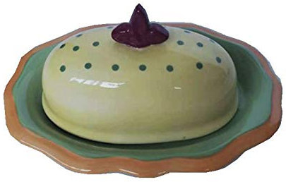 Mantequillera El plato de mantequilla redondo con tapa, la tapa superior con un patrón en forma de flor, se puede utilizar para bastidores de mantequilla en hoteles, hogares y restaurantes Recipiente