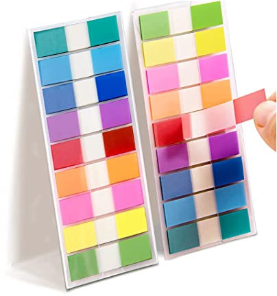 Okydoky 360 Stück Haftstreifen(9 Farben,44 x 11 mm) 2er Pack Eschreibbare Klebezettel Haftmarker, Textstreifen Page Marker, Haftnotizen Index Tabs für Seitenmarkierungm, Sticky Notes(2p.DE)