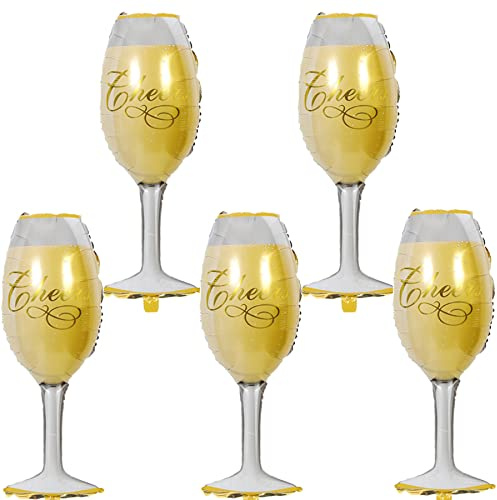 Feelairy Folienballon Sektflasche Deko, 5 Stück Riesen Luftballon Champagner Flasche Helium Ballon Weinflaschen Weinglas Ballons Bier Deko für Erwachsene Geburtstag Hochzeit Party Deko