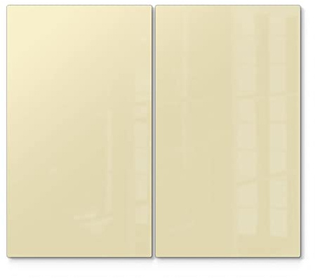 DEQORI Herdabdeckplatten Glas | 2er Set 60x52 cm | Unifarben - Beige | Ceranfeld Abdeckplatten in Küche | Herd-Abdeckungen universal | Glasplatten & Schneidebretter für Kochplatte