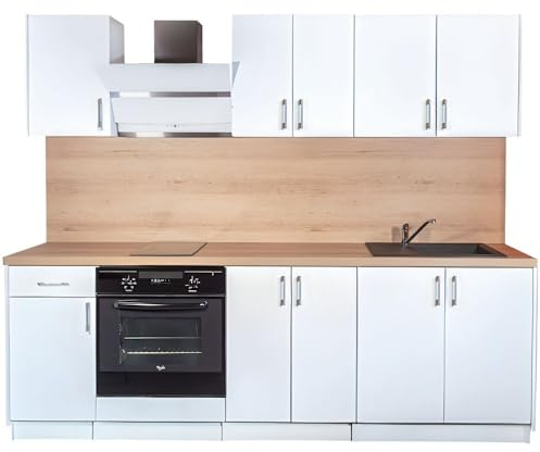 Cuisineandcie - Rangement Cuisine Equipee Complete ECO Blanc Brillant 240 cm - Set de 7 Meubles