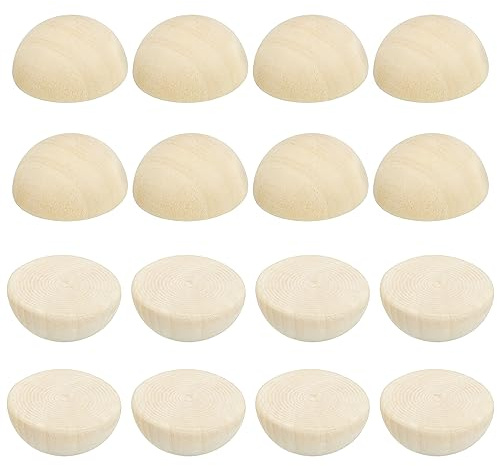 PATIKIL Cuentas de media madera de 30 mm, paquete de 30 cuentas de madera natural sin terminar bolas de madera redondas divididas para manualidades ornamentos pintura, marrón