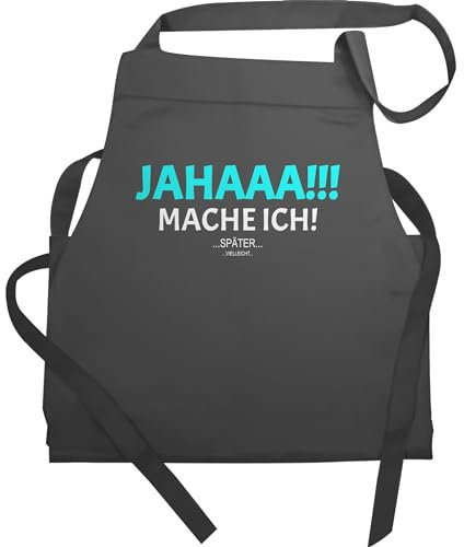 Schürze Geschenk - Lustige - Erwachsene - Ja mach ich aber nicht jetzt - 60x87 - Anthrazit - kochschürze für jugendliche geschenke küchenschürze kochgeschenke muttertagsgeschenk kochschürzen