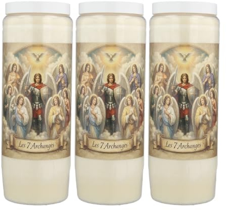 3 Novena Candles of the 7 Archangels – 17.5 cm – Novena Candle – Christian Cult in Vegetable Wax