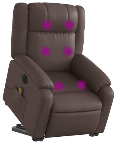 vidaXL Massagesessel mit Aufstehhilfe Elektrisch Braun Kunstleder