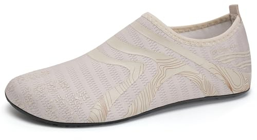 IceUnicorn Badeschuhe Damen Strandschuhe Herren Barfuss Socken Schwimmschuhe Aquaschuhe Wasser leich(342Beige,38/39EU)