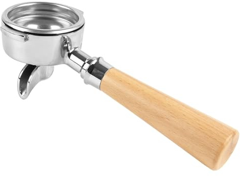 Supertool E61 Siebträger, 58 mm Einzelauslauf, Bodenlos, Filterkorb mit Holzgriff, langlebige Ohren, Düse, für Barista-Serie und Kaffee-Espressomaschine (Buchenholz)