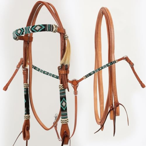 Set Western Silver Horse Ponca Perl, Redini e Pettorale Resistenti. Fibbie in Acciaio Inox per Performance e Sicurezza, Perfetto per Hobby Horse, Passeggiate, Competizioni e ogni Situazione Equestre