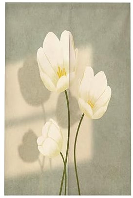 Türvorhang Beige Blume Grün Vorhänge Kurz Polyester Küchenvorhänge Raumteiler Vorhang Türvorhang Insektenschutz Tür Vorhang mit Teleskopstange Fliegenvorhang Terrassentür Vorhang Tür 85x180cm