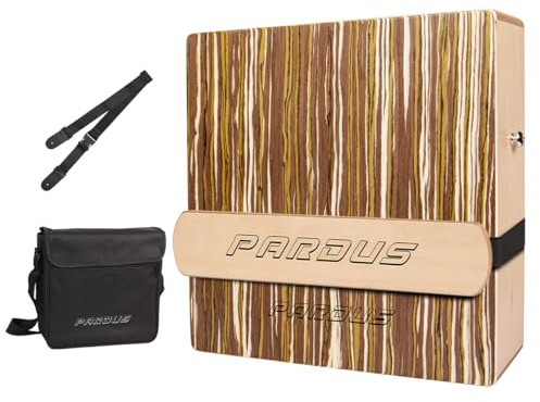 PARDUS Portable Cajon Drum with Removable Snare Straps – Travel Cajon with Dual-Sided Birch & Techwood for Deep and Crisp Sounds – Percussion Musical Instrument – Includes Oxford Carrying Bag
