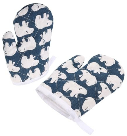 TOPBATHY Gloves for Boys and Girls 2 Pack Cotton Oven Mittens Microwave Glove Kitchen Oven Gloves Loop