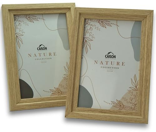Marcos de Fotos Lena de Madera y Cristal Para Fotos de 13x18 cm Con Pie y Enganche de Pared. Marco de Fotos Para Decorar Muebles, Oficinas o Pared. Pack de 2 Portafotos De Diseño Moderno Natural 13x18