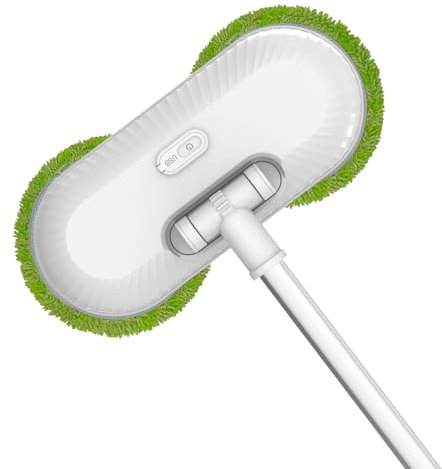 Electric Glass Squeegee, Automatic Household Double Head Wiping Intelligent Window Cleaner Telescopic Mop Wall Cleaning Tool,Green