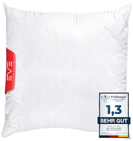 EVE Textile® Kopfkissen 60x60 cm ergonomisches Steppkissen Allergiker Kissen, waschbar, Atmungsaktiv, Öko-Tex 100, Schlafkissen Bettkissen mit Reißverschluss, Pillow Schlaf- & Dekokissen