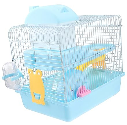 ROMISBABA Doppelschicht Hamsterkäfig Haustierhaus Für Kleine Tiere Chinchilla Käfig Hellblau Mit Laufrad Auslaufsicherem Wasserbehälter