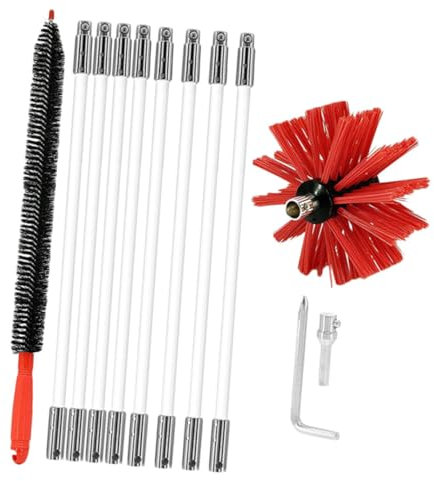 MOBUTOFU Outils De Nettoyage De Conduits Air Nylon pour Cheminée Sècheuse Cuisinière avec Brosse Multifonction Et Manche Long