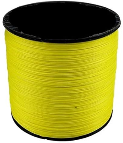 XUCZHAI 12 geflochtene Angelschnüre, Länge 500 m/300 m/100 m, Durchmesser: 0,14 mm–0,55 mm, Größe 25–120 lb, geflochtene PE-Schnur, Schwimmschnur(Yellow,100M-0.37MM-65LB)