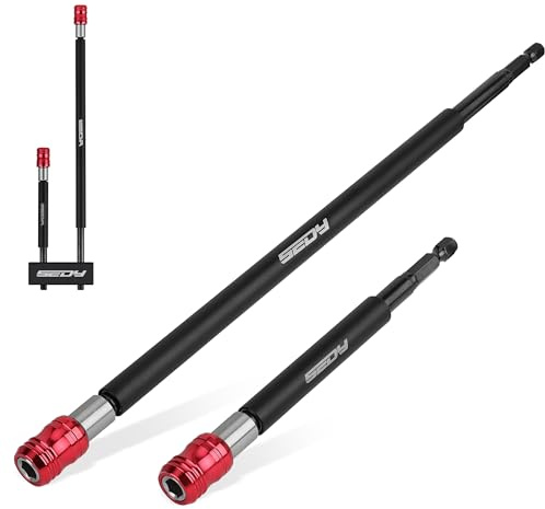 Magnetic Screwdriver Bit Holder Set: 2-Piece 1/4 Inch Hex Shank Quick Release Extension Adapter | Super Straight Durable CR-V Steel | Universal Fit for Impact Driver Bits | 6, 12 Long