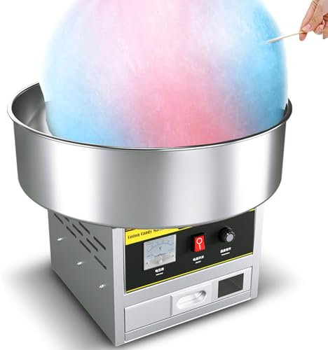 Dfdieratve Zuckerwattemaschine Kommerziell, 1200 W Elektrische Zuckerwattemaschine, Zuckerwattemaschine mit Zuckerschaufel, Aufbewahrungsschublade, Perfekt für Familienfeiern,Stainlesssteeltype