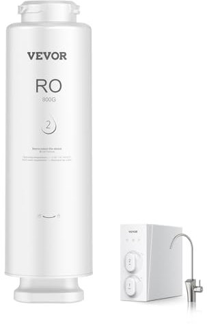 VEVOR Sistema de Ósmosis Inversa, 11 Etapas 800 GPD, Cartucho de Filtro RO por 24 Meses, Reduce el Plomo y el Cloro, Compatible con el Filtro de Agua Debajo del Fregadero SS-006, Φ 100 x 341 mm