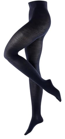 Burlington Damen Strumpfhose Rib Couture W Ti Wolle einfarbig 1 Stück, Blau Marine 6120, 38-40