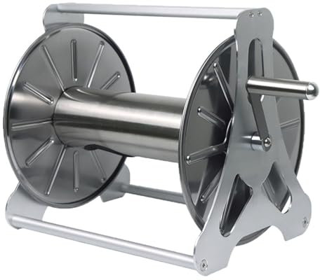 Stainless Steel Garden Hose Reel - Wall-Mounted or Freestanding, Holds 50M Hose Capacity - Ideal for Yard, Garden, Farm, and Patio Storage with Crank Mechanism