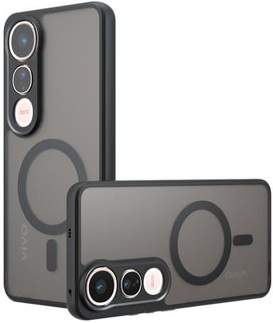 BoerHang Fodral kompatibelt med vivo V50 Lite Magnetiskt Skyddsfodral, [Fingeravtryck och Reptåligt], genomskinligt Satin Skyddshölje med Vivo V50 Lite. Svart