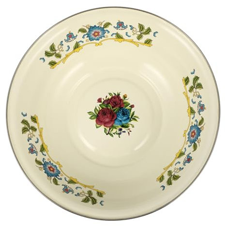 ULTECHNOVO Bacinella Smaltata Vintage 29 Cm in Smalto Resistente Per Uso Domestico, Lavandino Retrò Multifunction Per Impasto, Zuppa e Lavaggio, Utensile Cucina Antico Per Casa e Festa