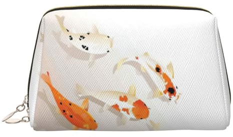 Organizador de maquillaje tradicional de carpas koi con puntos listo para viajar, bolsa de aseo portátil para mujer, Gold, Talla única, Neceser