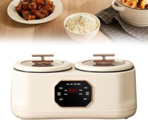 Multiproche à Double mijoteuse 1200W, Pot à Chaud électrique de 3,6 L avec mécanisme de réservation 24h