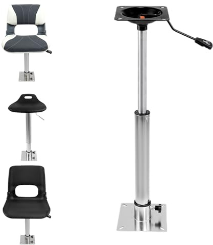 Kotsu Bootsitz-Hubbasis – Teleskopischer Edelstahl-Podest, Pneumatische Höhenverstellung 55–70cm, Gewinde 40–50cm, 360° Drehung, Kompatibel mit Innen-/Außengewinde