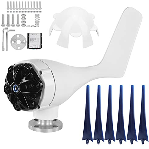 NUMNBE Turbina Eolica Domestica 6 Pale 200W, 12V Generatore Sincrono AC, Piccolo e Leggero, Alta Efficienza e Resistenza al Calore - Ideale per Energia Rinnovabile, Uso Domestico e (24 V)