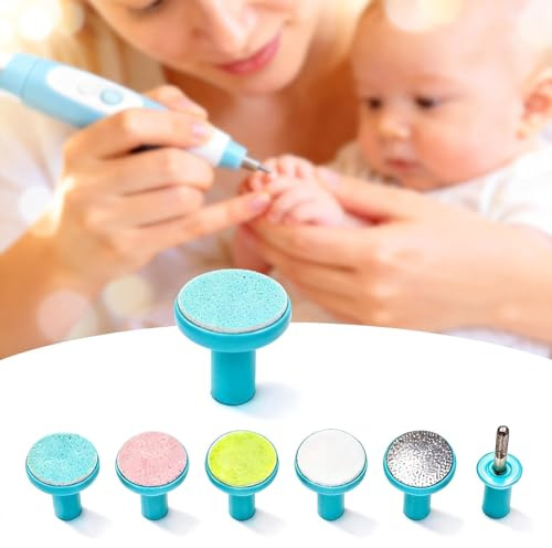 Foverin 6Pack Electric Baby Nail File Replacement Pads Universal Refills | 6Pack Color-Coded Grinding Heads, Universal Replacement Pads, Gentle Trimming, Compatible with Tommee Tippee Fansidi Anjou