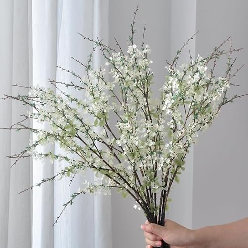 Künstliche Weidenkätzchen 80cm, Weiß Palmkätzchen Osterzweige,Kunstblume, Dekozweige für Vase Frühlingsdeko Osterstrauß Tischdeko, 3 Stück (Weiß)