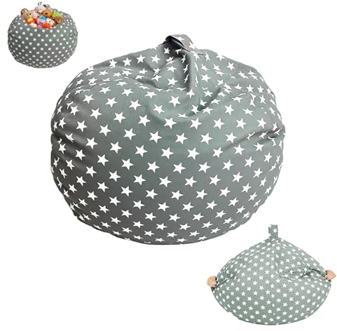 mongtsamz Bean Bag Coprisedia,Pouf Poltrona Senza Imbottitura,Poltrona Sacco Pouf Doppio uso,Poltrona Sacco Adatto per Soggiorno,Camera da Letto e Sala Giochi,Motivo a Stelle Grigio,24 Pollici