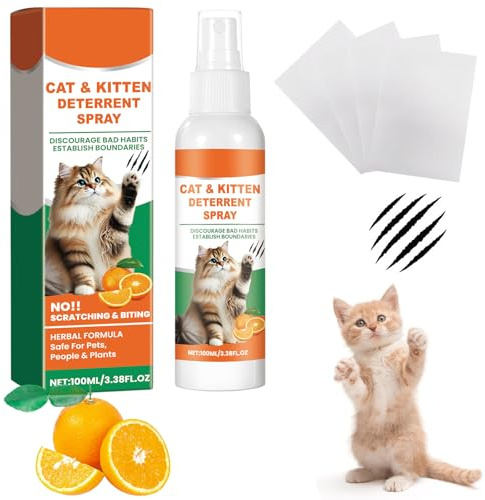 KARELLS Cat Repellent Spray, Natural Cat Deterrent Spray Indoor & Outdoor, Natural, Anti-Scratch Indoor & Outdoor Training Aid Safe to Protect Furniture, Plants, Carpets, Gardens & Doors (100ml)