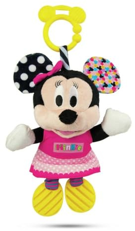 Clementoni Disney Baby Minnie Mouse Plüschtier mit Beißring - Weiches Spielzeug für Babys Entwicklung, Stofftier für Säuglinge, Lernspielzeug, Kleinkinder ab 6 Monaten, 17164