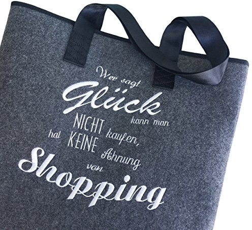 Schnoschi Filztasche Shopping, Shopper hochwertig Bestickt/gestickt grau
