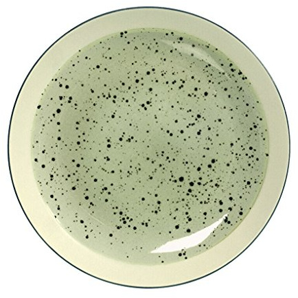 H&H Set 6 Piatti In Stoneware Mimosa Verde Fondo 22
