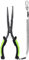 Booms Fishing F03 Needle Nose Fishing Pliers, 9 Fisherman's Pliers, Long Nose Hook Remover, Saltwater Resistant Fishing Gear, Green