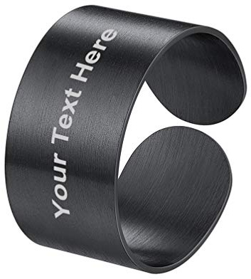 PROSTEEL personalisiert Offener Ring 5mm/10mm17mm breit Damen Herren Bandring hochglanzpoliert/gebürstet verstellbar Ehering Verlobungsring für Männer Frauen Edelstahl/18k vergoldet