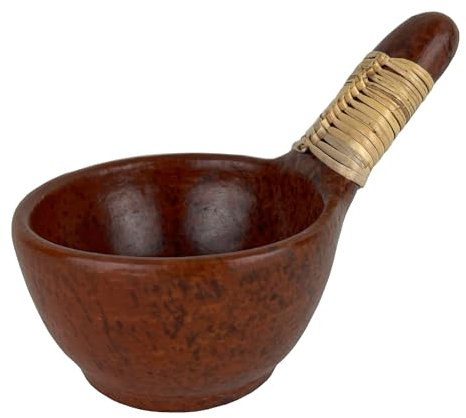 Bitto Räucherschale Osiris Terracota mit Bastgriff Räuchergefäß Deko Duft, L: 16,5 cm, H: 6 cm, Ø 10 cm